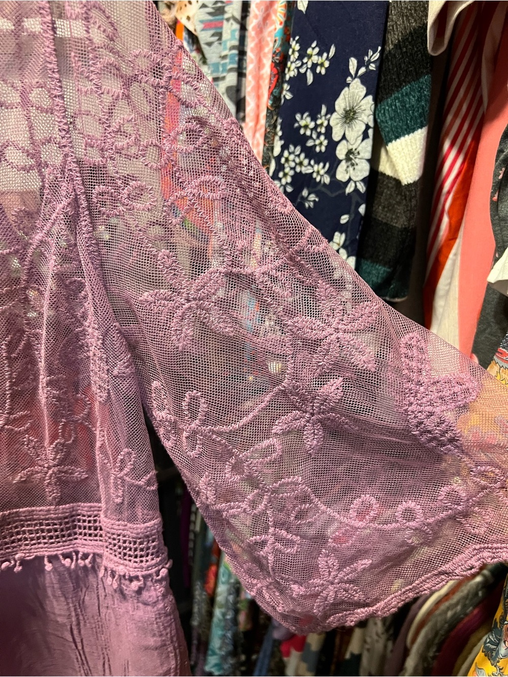 Lavender Embroidered Lace Tunic - Picture 4 of 5